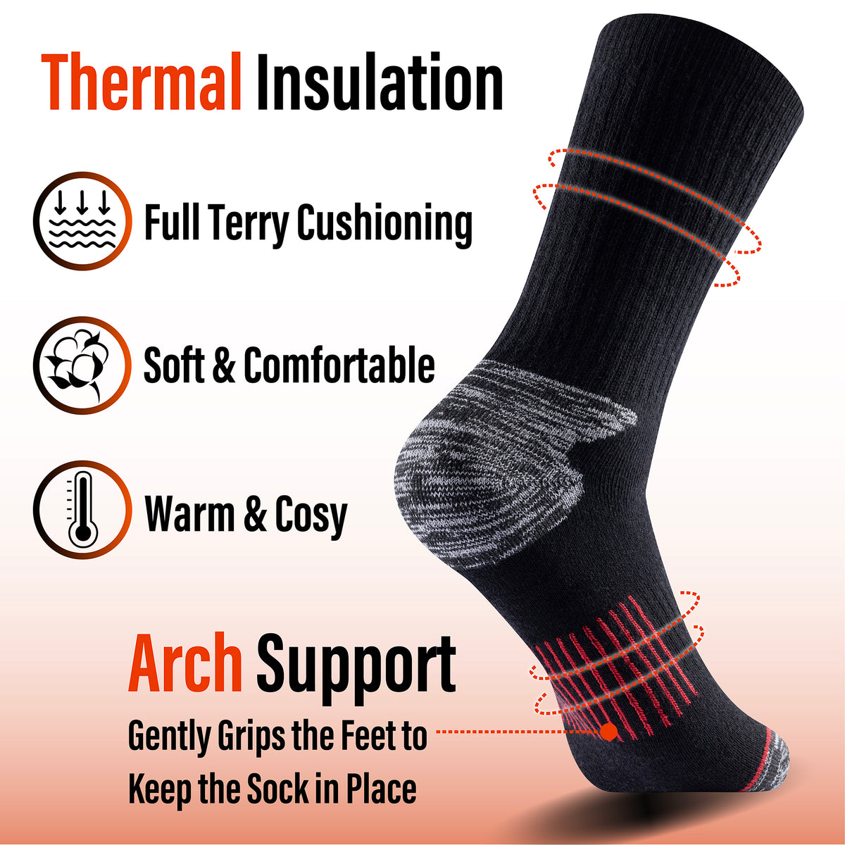 Mens 6PK Thermal Socks  