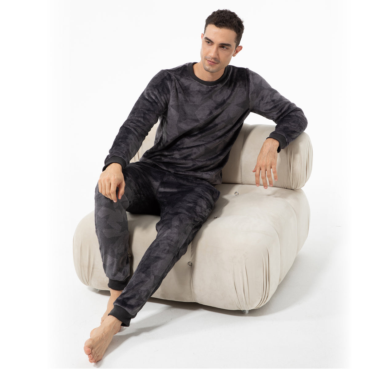 Mens Supersoft Cosy Stars Fleece Pyjamas