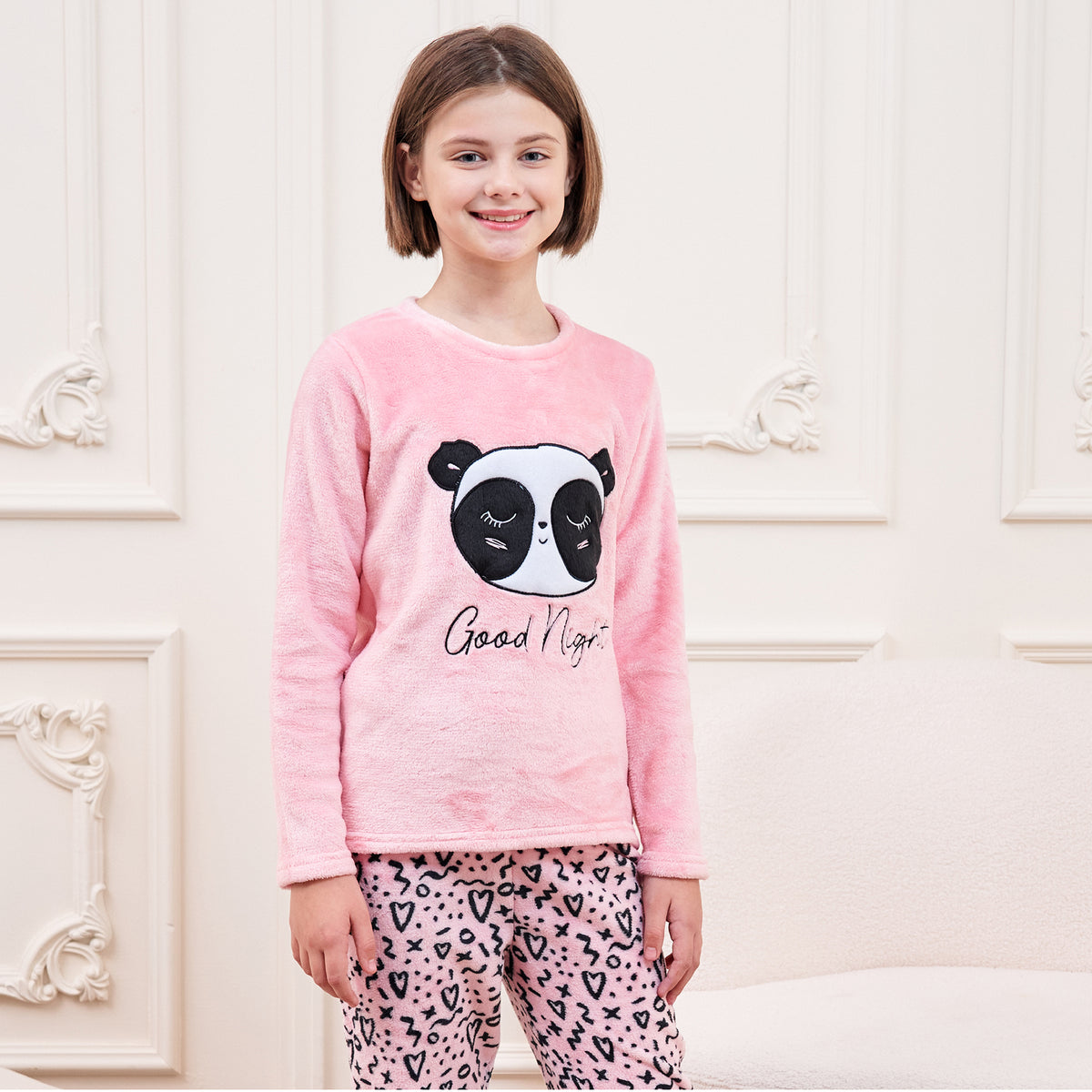 Girls Thick Fleece Pyjamas Panda