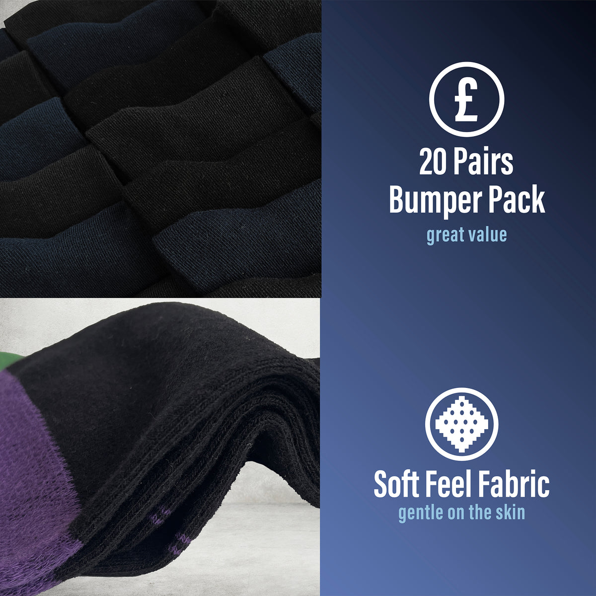 Mens 20pk Coloured Top Socks 