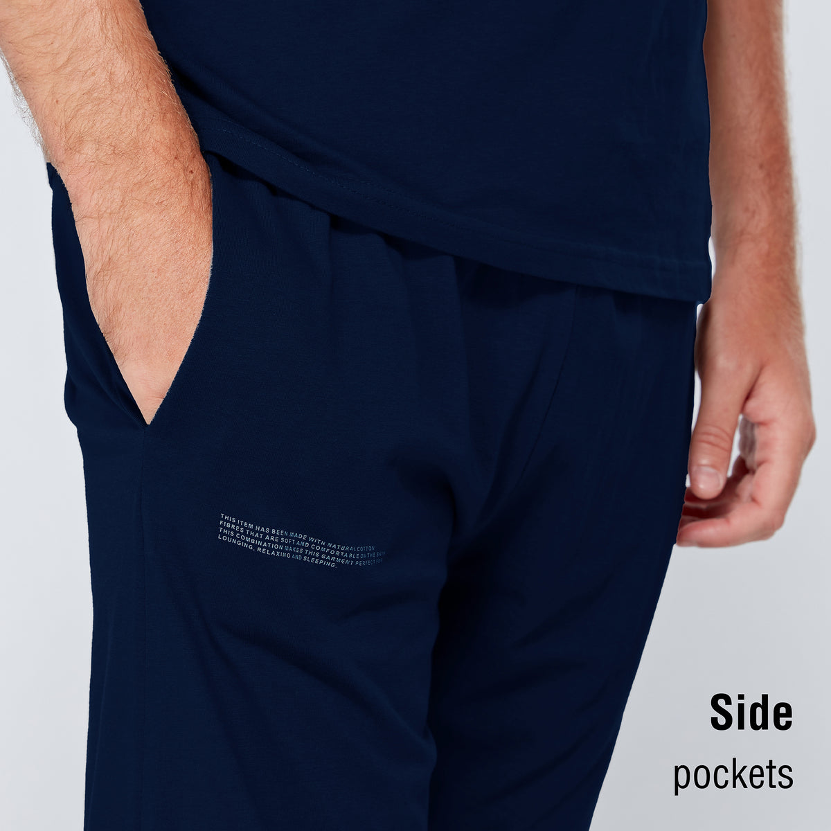 Navy Minimal Print Long Sleeve Pyjama Set 