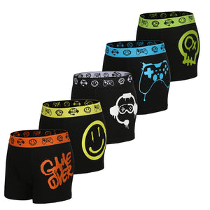 Boys 5 Pack Boxers Trunks Game Over