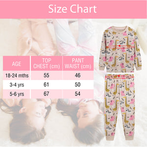 Girls 3PK LS Long Pyjamas Zoo - Younger