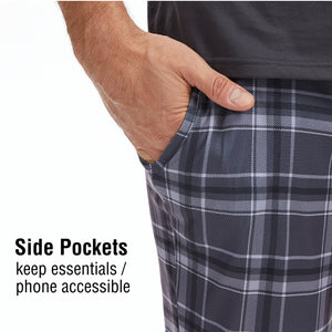 Mens Grey Checked Short Sleeve Long Pyjama Set 