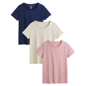 Ladies 3 Pack Navy Mid T- Shirt