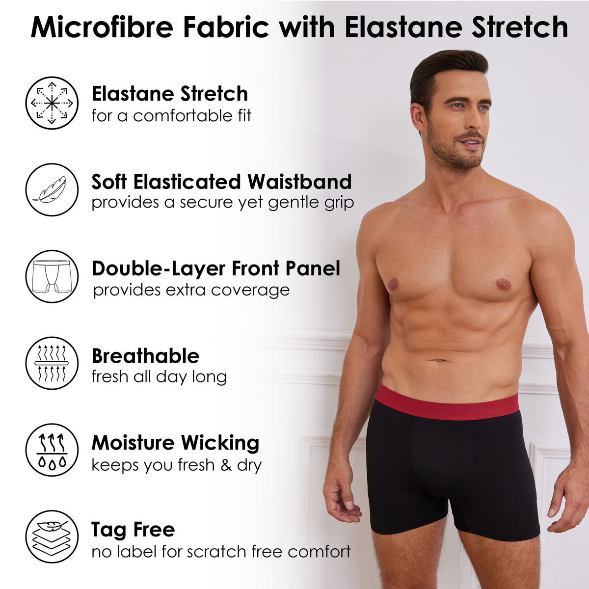 12PK Mens Boxer Black