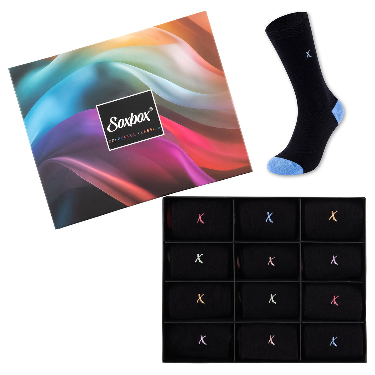 Womens 12 Pack Embroidery Socks - Soxbox