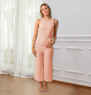 Womens 3/4 Leg Rib Blush Pyjamas