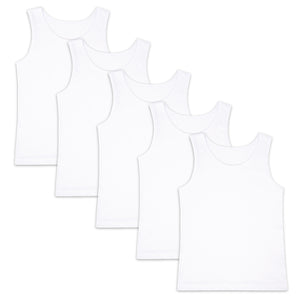 Boys 5pk Cotton White Vests