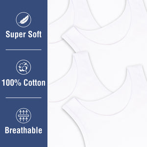 Boys 5pk Cotton White Vests
