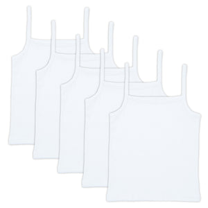 Girls 5pk Cotton Rich White Cami Vests