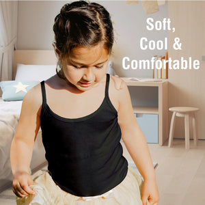 Girls 5pk Cotton Rich Black Cami Vest