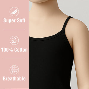 Girls 5pk Cotton Rich Black Cami Vest