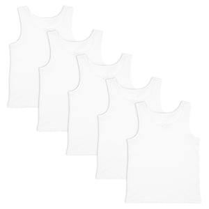 Girls 5pk Cotton Rich White Vests
