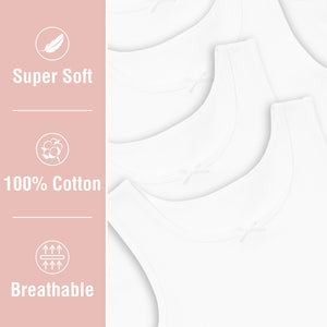 Girls 5pk Cotton Rich White Vests