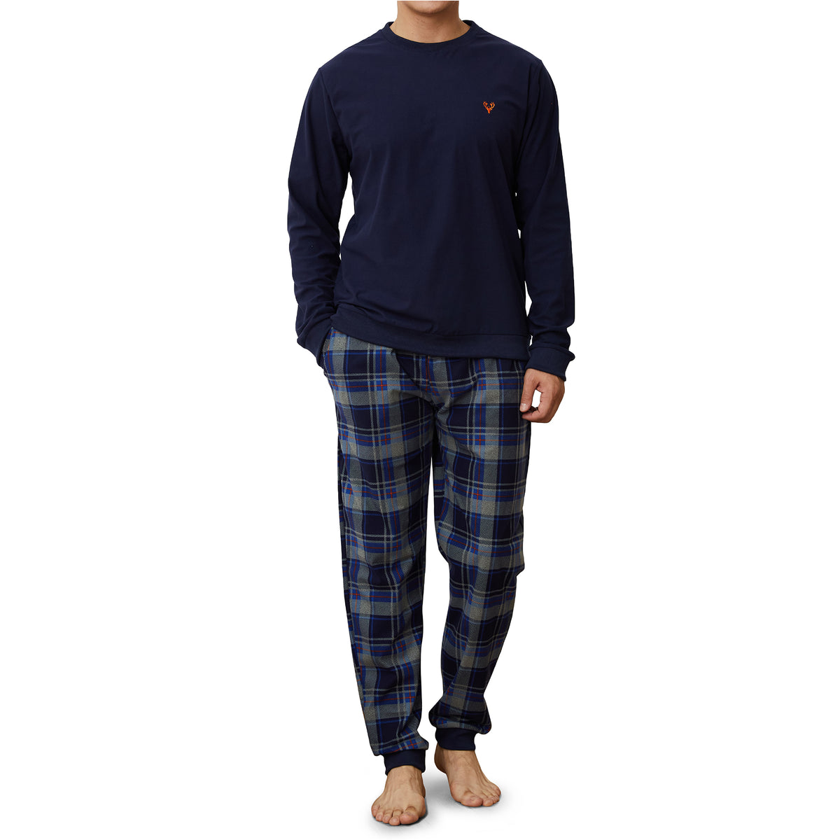Mens Supersoft Cosy Check Navy Pyjamas