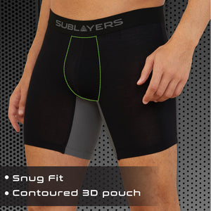 Mens 3pk Bamboo Anti Chafing Black Boxers