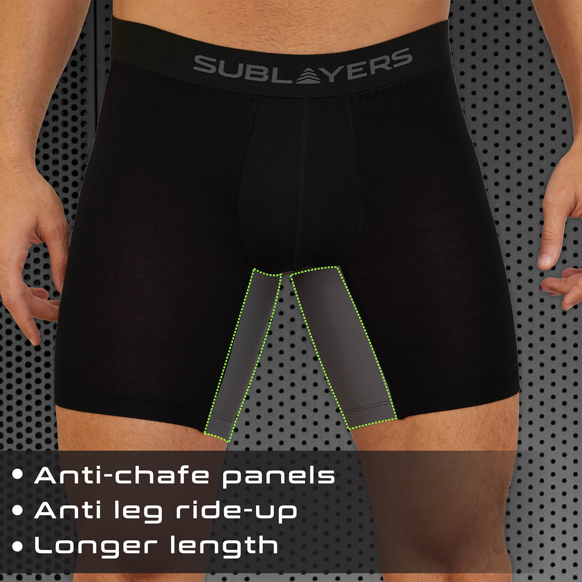 Mens 3pk Bamboo Anti Chafing Black Boxers