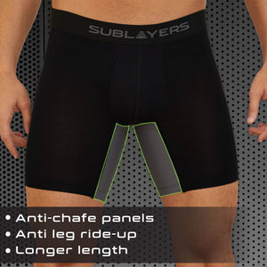 Mens 3pk Bamboo Anti Chafing Black Boxers