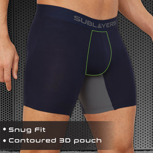 Mens 3pk Bamboo Anti Chafing Muted Boxers