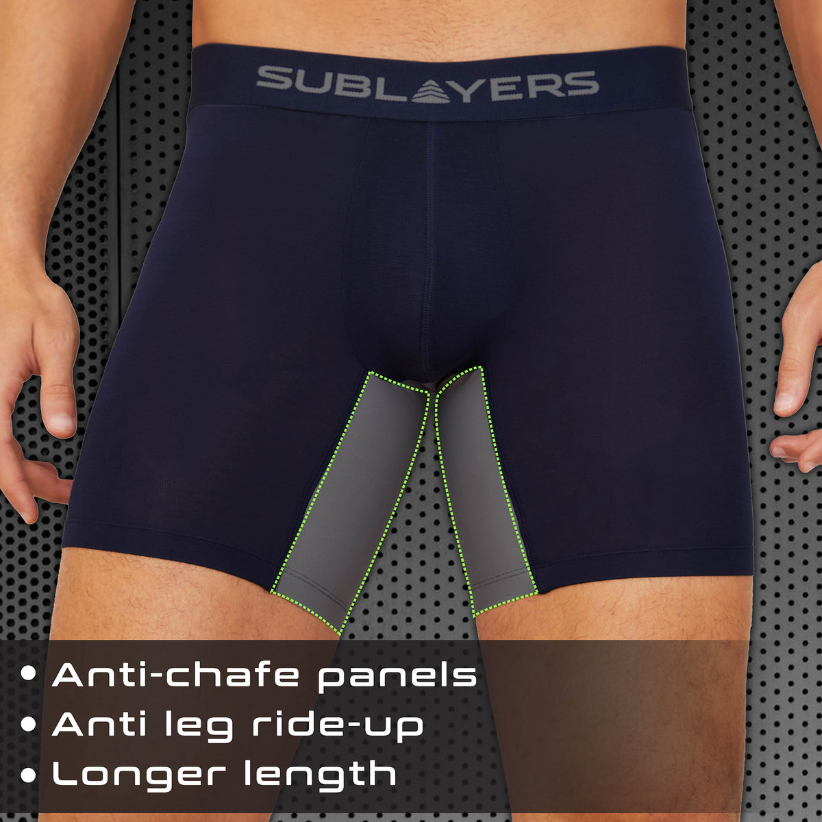Mens 3pk Bamboo Anti Chafing Muted Boxers