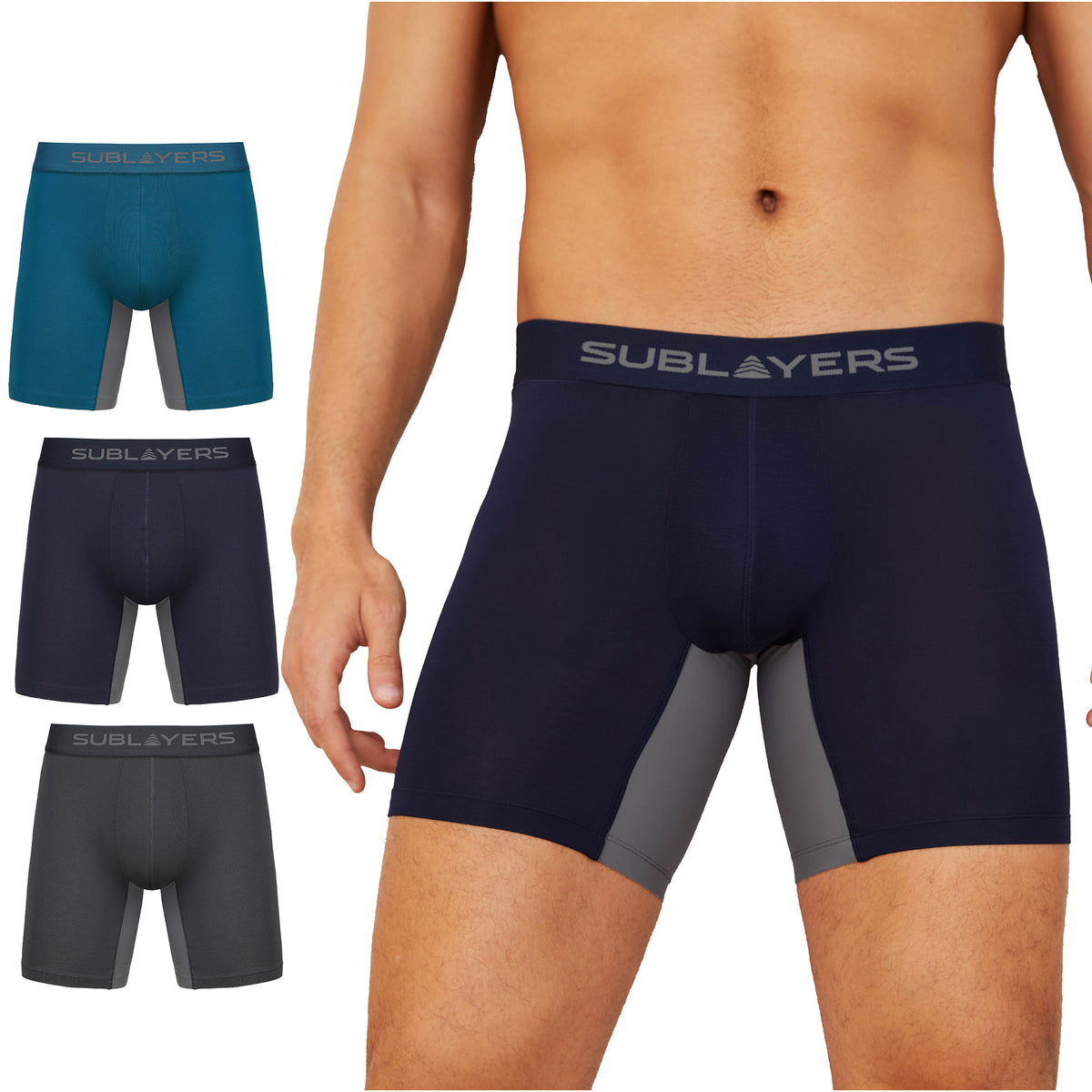 Mens 3pk Bamboo Anti Chafing Muted Boxers