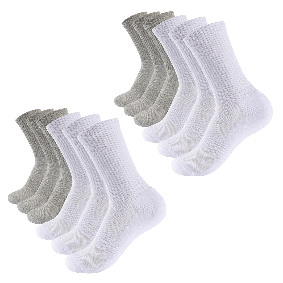 Mens 12pk Half Terry Grey Mix Sports Socks