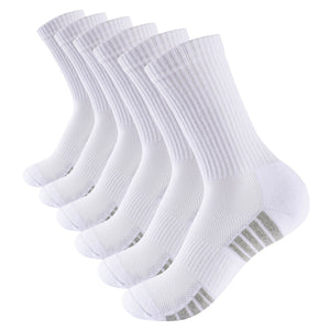 Mens 6pk White/Grey Striped Half Terry Sports Socks