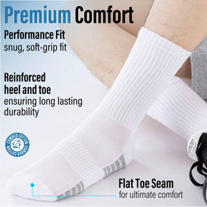 Mens 6pk White/Grey Striped Half Terry Sports Socks