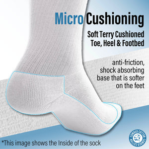 Mens 6pk White/Grey Striped Half Terry Sports Socks