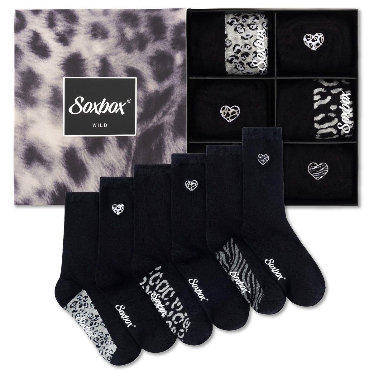 Womens 6pk Soxbox Embroidery Socks