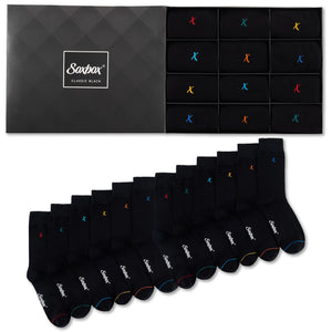 Mens 12pk Soxbox Black Embroidery Socks