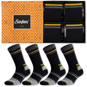 Mens 4pk Soxbox Black Work Socks