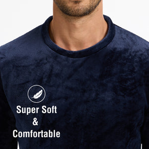 Mens Soft Fleece Blue Check Pyjamas