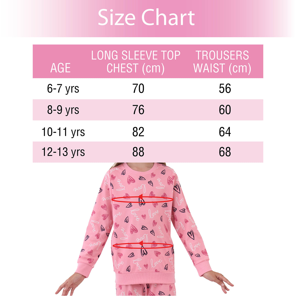 Girls Warm & Cosy Love Pink Pyjamas