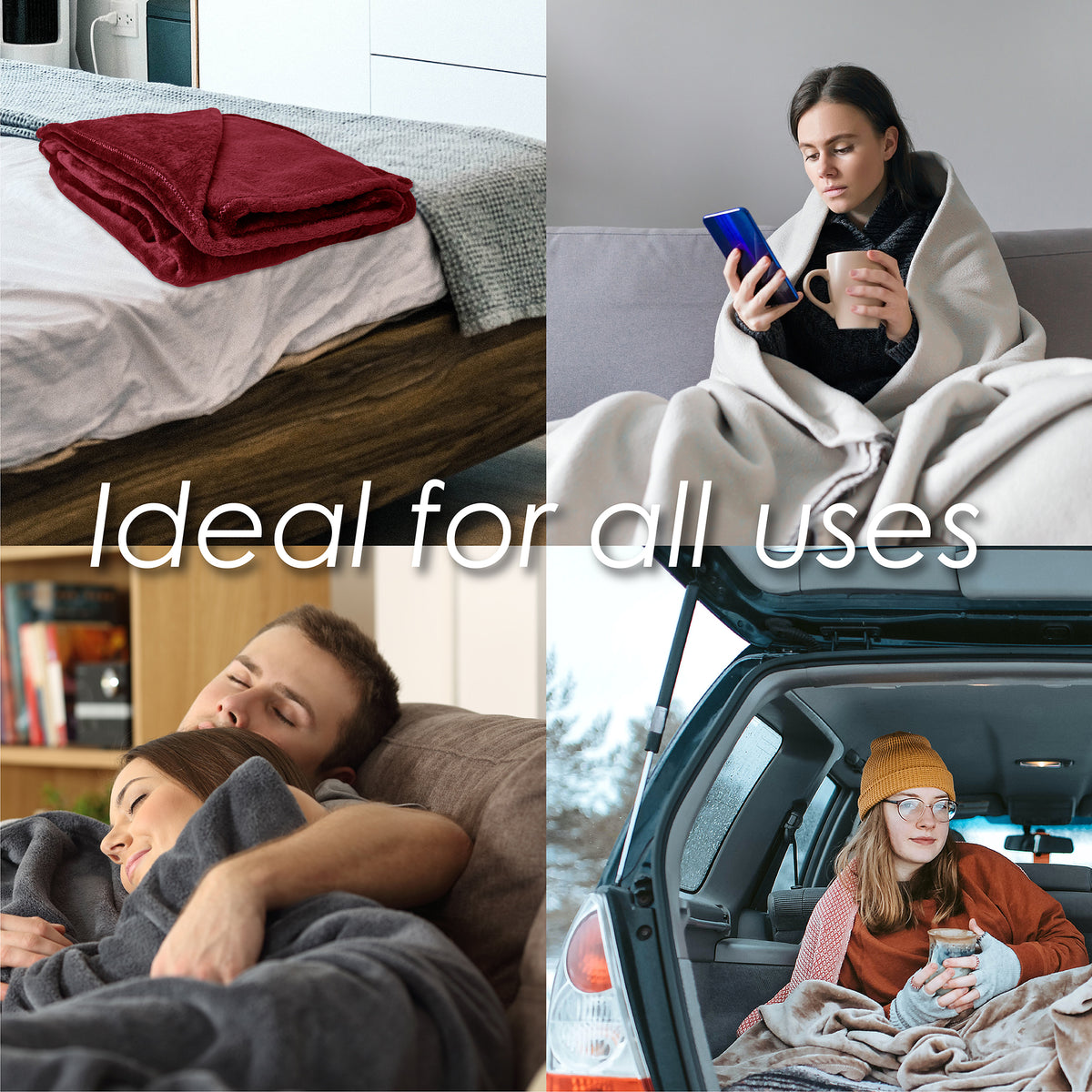 Flannel Fleece Burgundy Blanket