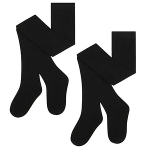 Girls 2pk Cotton Rich Black Tights