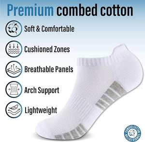 Mens 6pk Striped Half Terry White/grey Trainer Socks
