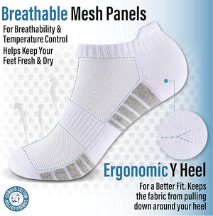 Mens 6pk Striped Half Terry White/grey Trainer Socks