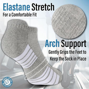 Mens 6pk Striped Half Terry White/grey Trainer Socks