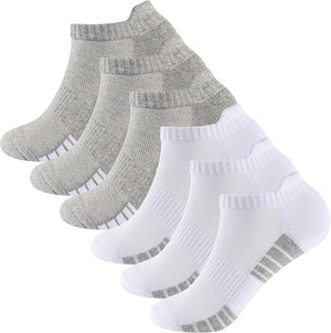 Mens 6pk Striped Half Terry White/grey Trainer Socks