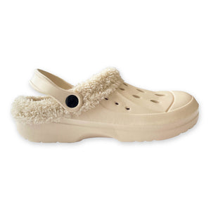 Womens Fleece Lined Beige Clogs