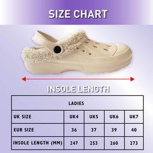 Womens Fleece Lined Beige Clogs
