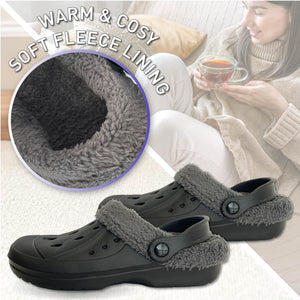 Womens Fleece Lined Black Clogs