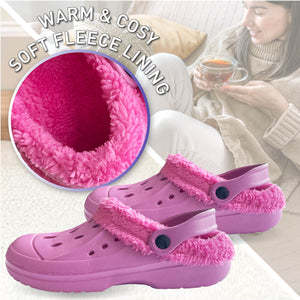 Womens Fleece Lined Pink Clogs