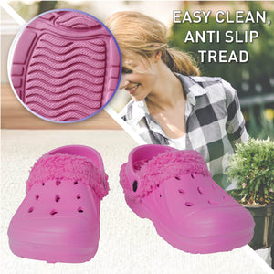 Womens Fleece Lined Pink Clogs