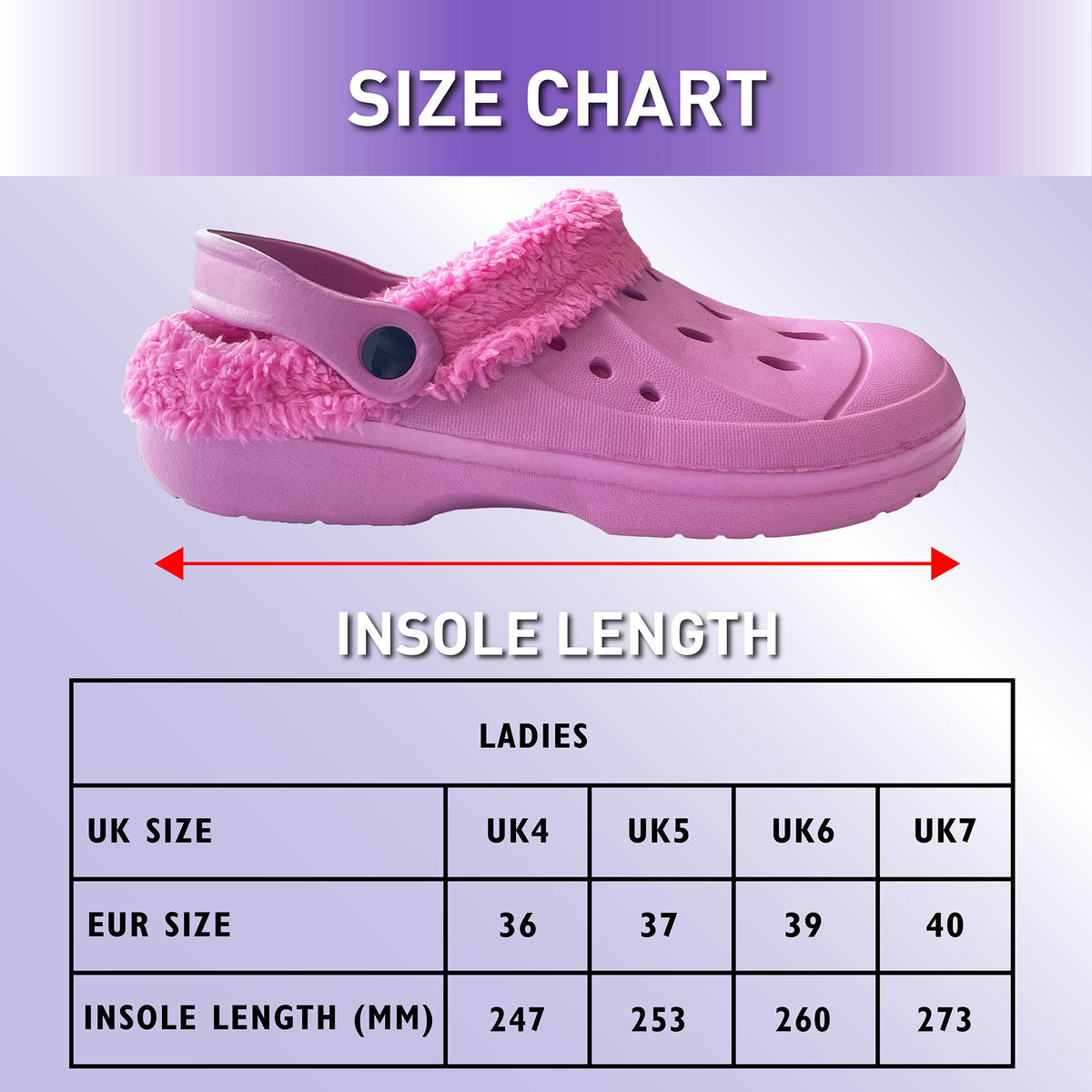 Womens Fleece Lined Pink Clogs