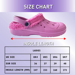 Womens Fleece Lined Pink Clogs