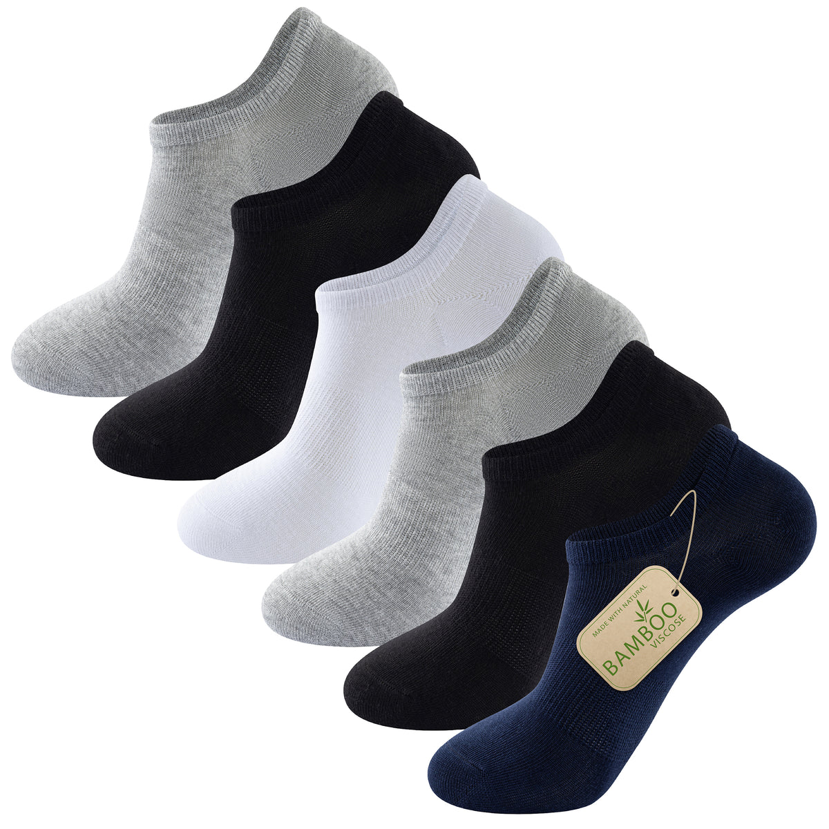 Assorted 6 Pack Womens Bamboo Trainer socks