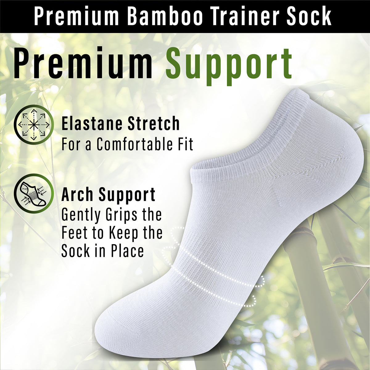 Womens 12 Pack Bamboo Trainer Socks (White)